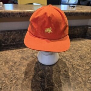 Stussy Hat Cap Strap Back‎ Leather Adjustable Orange Mens Outdoors Commute